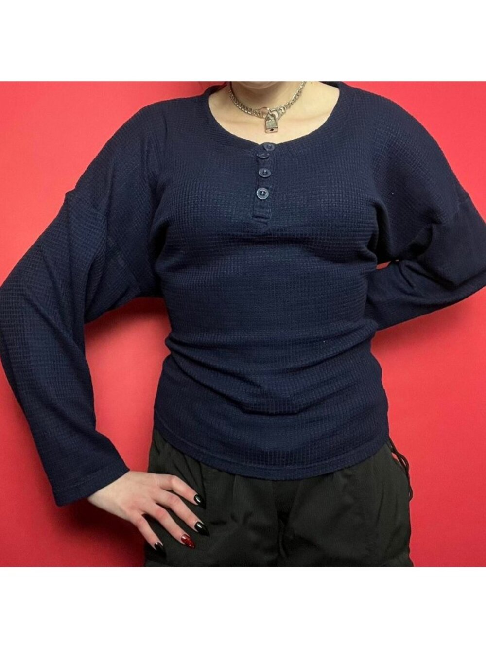 Blue textured long sleeve sweater 💙💙